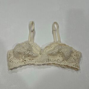 Free People Ivory Crochet Bralette Top Boho Festival Size Small
